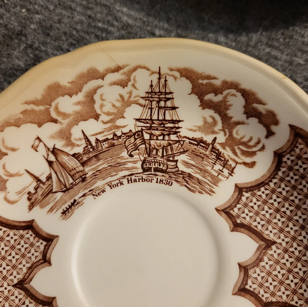 Set 4 “Fair Winds” Alfred Meakin China saucer Plates 6 inch